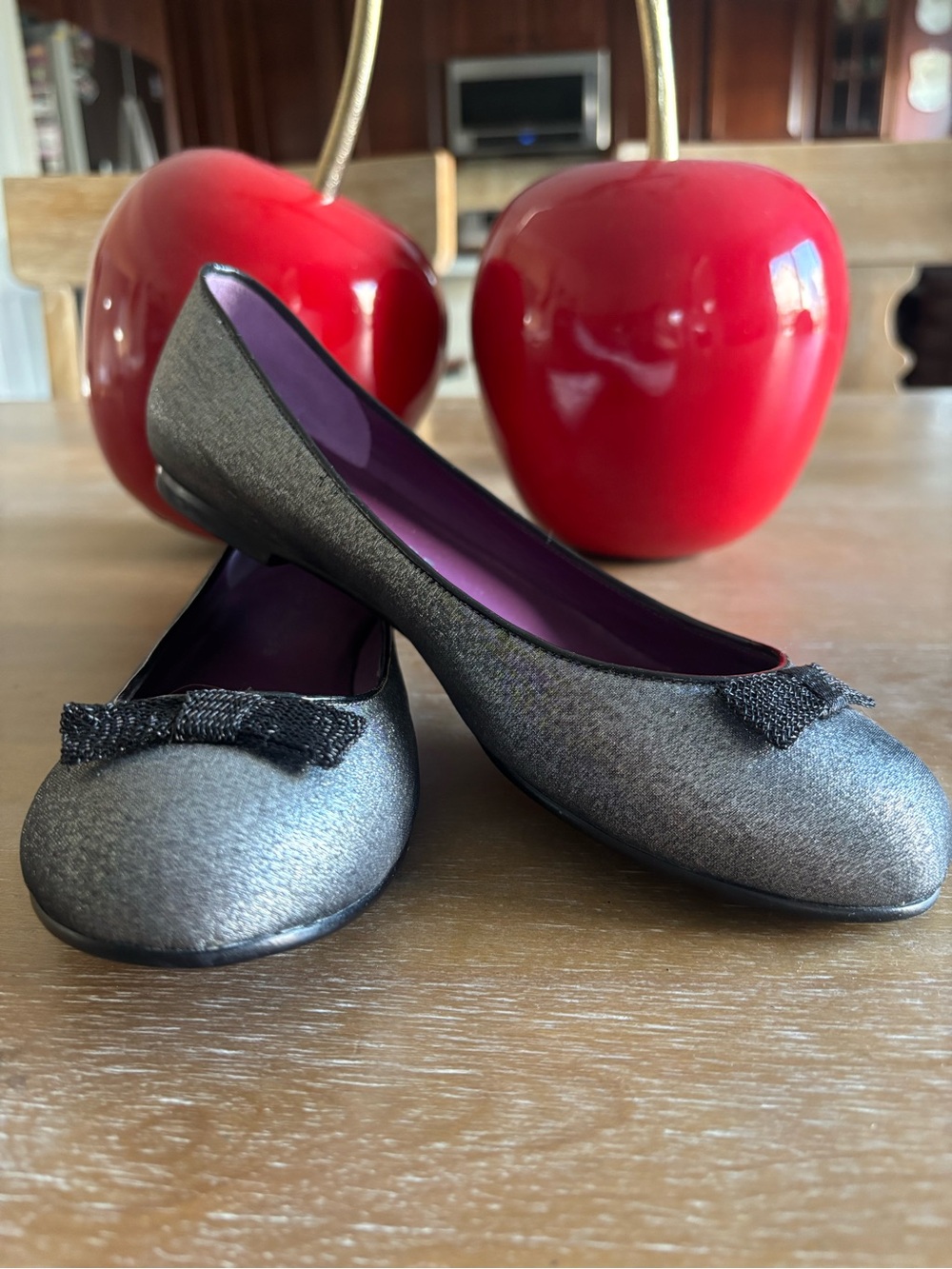 Marc Jacobs Metallic Silver Ballet Flats with Bow